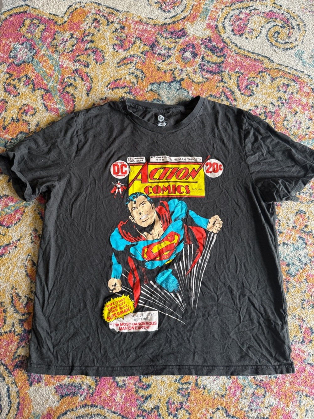 DC Superman Action Comics Graphic Tee - Black, Red, Blue
